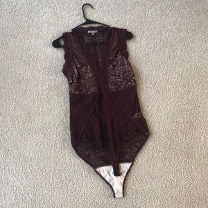 Burgundy Lace Bodysuit
